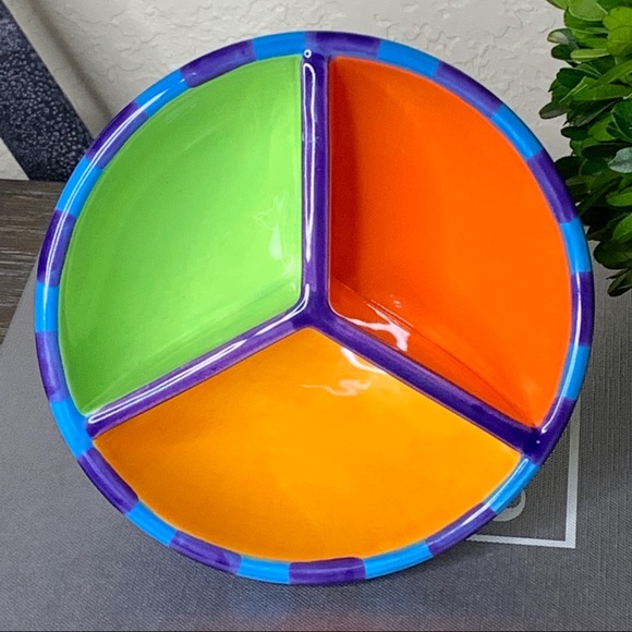 ALL U You CAN HANDLE Circle MultiColor Divided Bowl I Toppings I Ice Cream - Picture 1 of 6